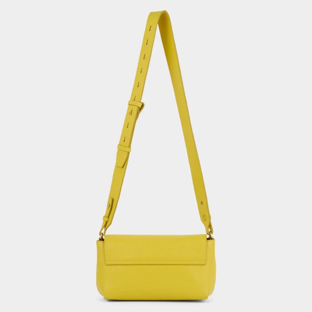 Anya Hindmarch Mortimer Cross-body Crosshatch Calf Leather in Taxi Yellow, NWT - Picture 13 of 14